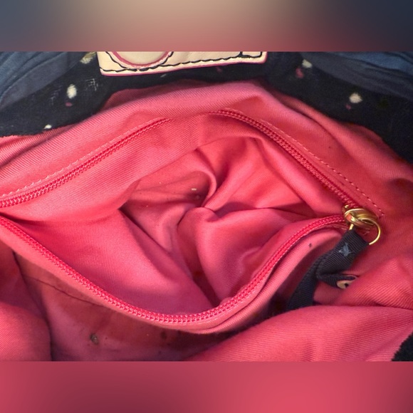 Juicy Couture Y2K Vintage Blue Velvet Polka Dot Bow Top Handle Bag  Preppy CHic - Picture 6 of 12